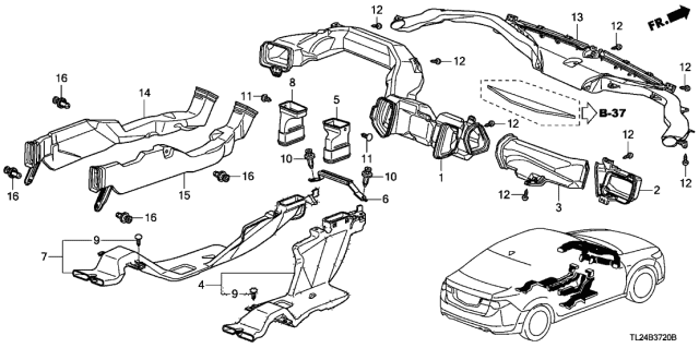 2011 Acura TSX 4 Door TSX KA 6MT Duct Diagram
