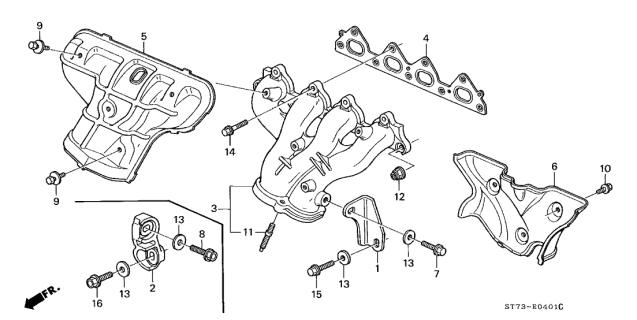 2001 Acura Integra Bracket, Exhaust Manifold Diagram for 11942-P73-000