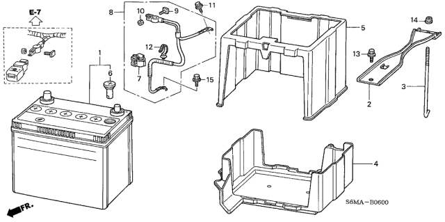 2006 Acura RSX 3 Door BASE KA 5MT Battery Diagram