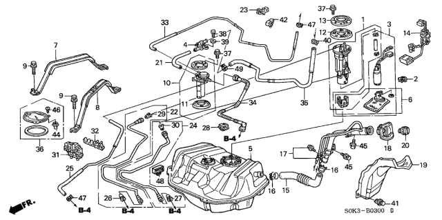 2002 Acura TL Clamp, Fuel Feed Pipe Diagram for 17713-S84-A01