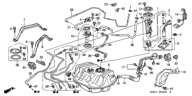 2002 Acura TL Fuel Filter Set Diagram for 16010-S84-A01