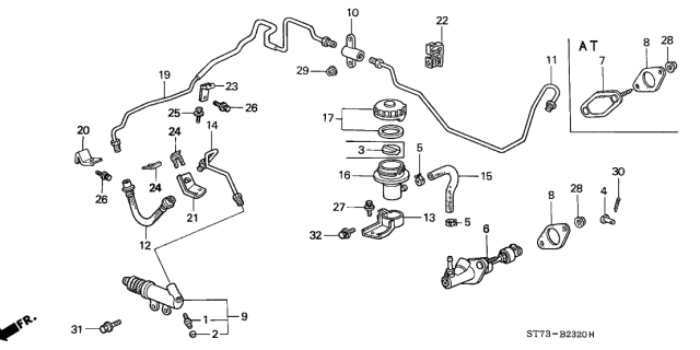 1997 Acura Integra 3 Door GS-R KA 5MT Clutch Master Cylinder Diagram
