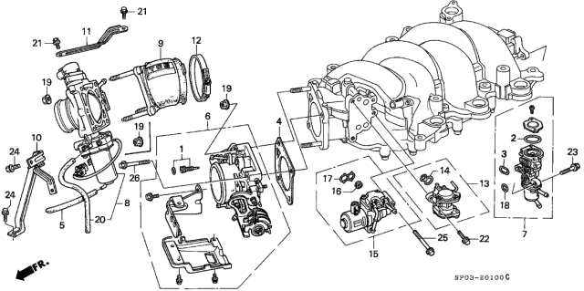 1994 Acura Legend Throttle Body Assembly (Gs06A) Diagram for 16400-PX9-A10