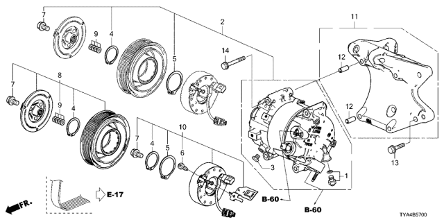 2022 Acura MDX A/C Compressor Component Diagram for 38810-61A-A01