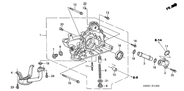 2003 Acura NSX 2 Door NSX-T KA 6MT Oil Pump Diagram