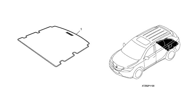 2016 Acura MDX 5 Door TECH (SH-AWD AWP) KA 9AT Cargo Mat Diagram