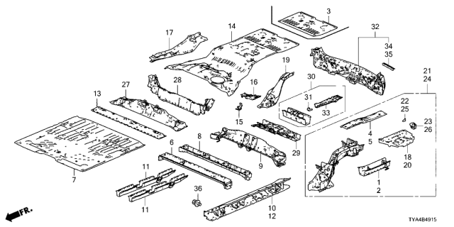 2022 Acura MDX Cross Member Component A Upper Diagram for 65310-TYA-A00ZZ