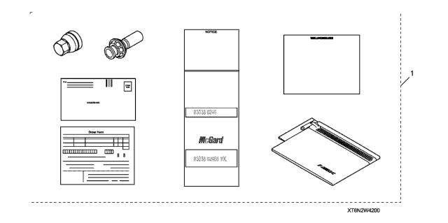 2020 Acura NSX Wheel Lock Set Diagram