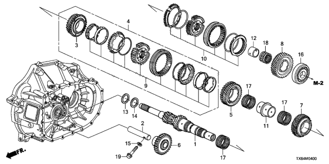 2013 Acura ILX 4 Door 24PREM (2.4) KA 6MT MT Mainshaft Diagram