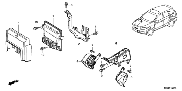 2013 Acura RDX Control Unit - Engine Room Diagram 1