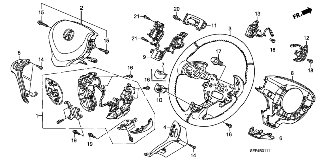 2007 Acura TL Center Garnish (Graphite Black) Diagram for 78515-SEP-A01ZA