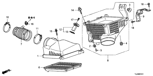 2011 Acura TSX Air Cleaner Cover Diagram for 17211-RL8-A00