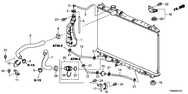 2014 Acura ILX Hybrid Hose (340MM) (ATF) (Tokai) Diagram for 25213-P48-007