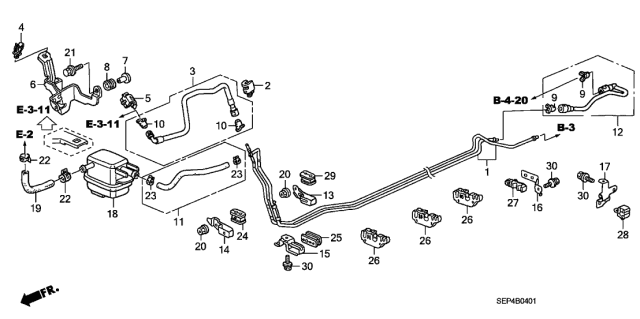 2007 Acura TL 4 Door BASE (NAVIGATION) KA 5AT Fuel Pipe Diagram