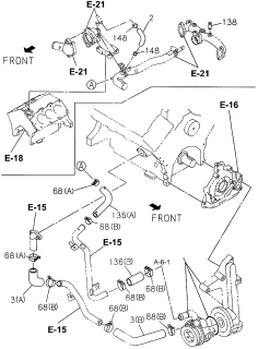 1996 Acura SLX 4 Door 4LS (PREMIUM) KA 4AT Water Hose Diagram