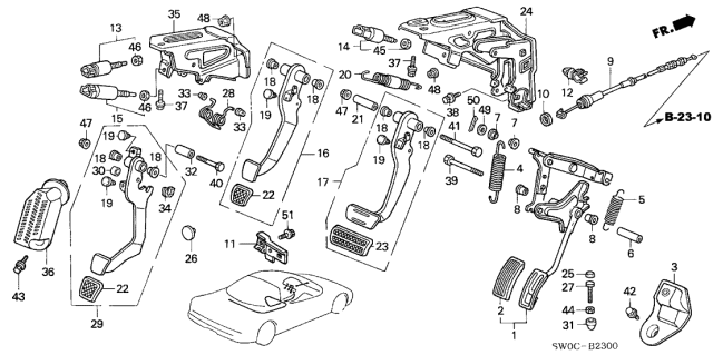 2005 Acura NSX 2 Door NSX-T KA 4AT Pedal Diagram
