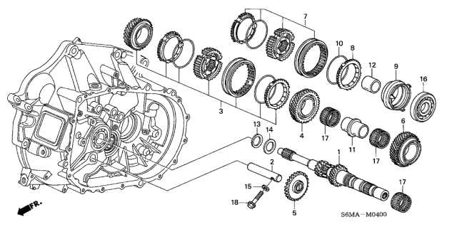 2006 Acura RSX 3 Door BASE KA 5MT MT Mainshaft Diagram