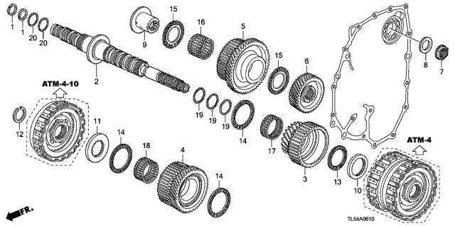 2011 Acura TSX AT Secondary Shaft Diagram