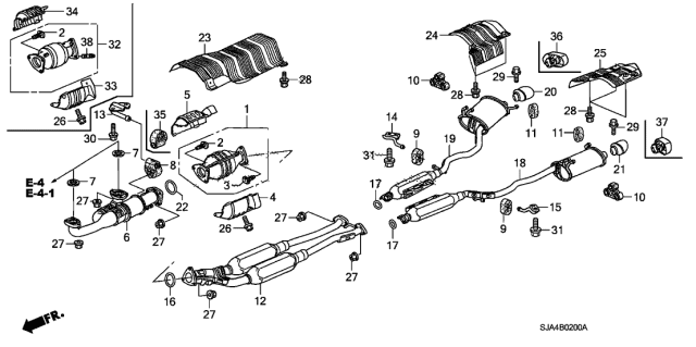 2005 Acura RL Exhaust Pipe A Diagram for 18210-SJA-A03