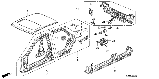 1993 Acura Vigor Outer Panel Diagram