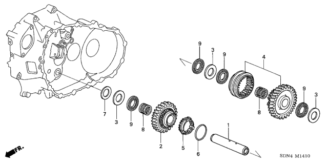 2004 Acura TL 4 Door SPORT (NAVIGATION) KA 6MT MT Reverse Gear Shaft Diagram