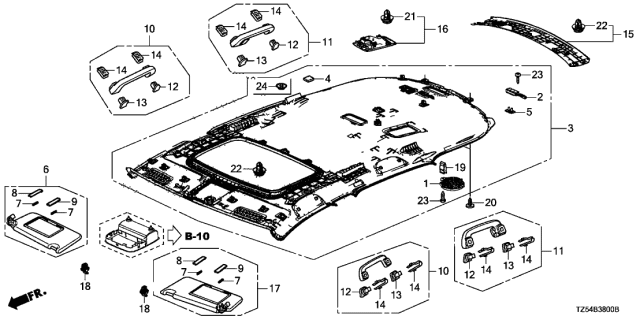 2020 Acura MDX Roof Lining Assembly (Light Jewel Gray) (Sunroof) Diagram for 83200-TZ5-C13ZB