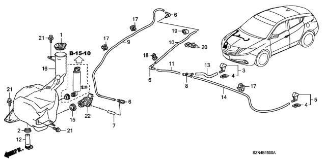 2012 Acura ZDX Windshield Washer Diagram