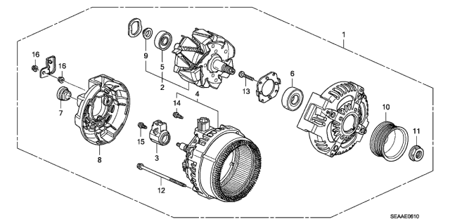 2008 Acura TSX Rotor Assembly Diagram for 31101-RTA-003