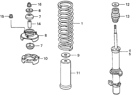 1994 Acura Vigor 4 Door LS KL 4AT Front Shock Absorber Diagram