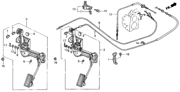 1989 Acura Legend Clip, Throttle Cable Diagram for 17936-SD4-003