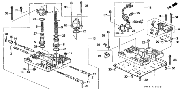 1997 Acura TL AT Secondary Body (V6) Diagram