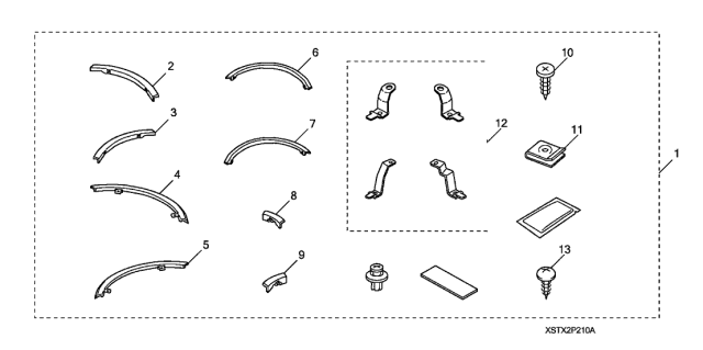 2010 Acura MDX 5 Door SPRT KA 6AT Fender Garnish Diagram
