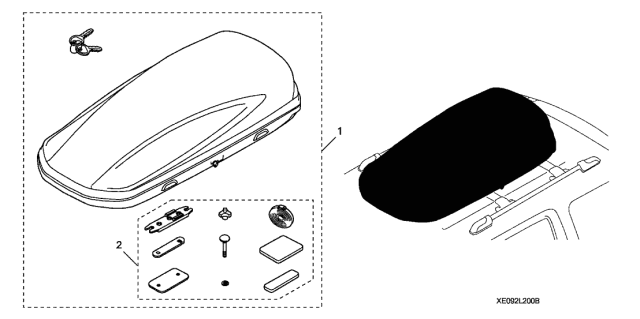 2021 Acura RDX 5 Door ADV KA XAT Roof Box - Short Diagram