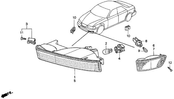 1996 Acura TL Lamp, Passenger Side Diagram for 33301-SW5-A01