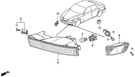 1997 Acura TL 4 Door BAS3.2 KA 4AT Front Combination Light Diagram