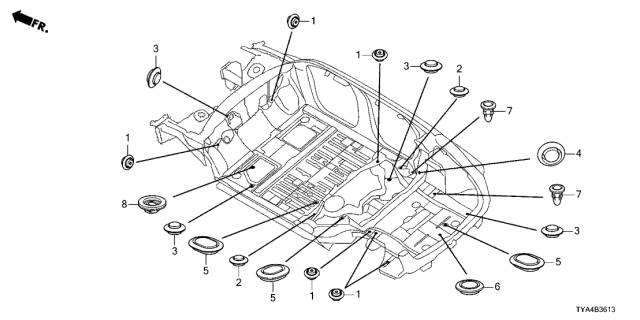 2022 Acura MDX 5 Door TECH KA XAT Grommet (Floor) Diagram