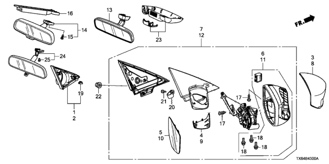 2013 Acura ILX Mirror Cap, Right (Polished Metal Metallic) Diagram for 76201-TA0-A01ZE