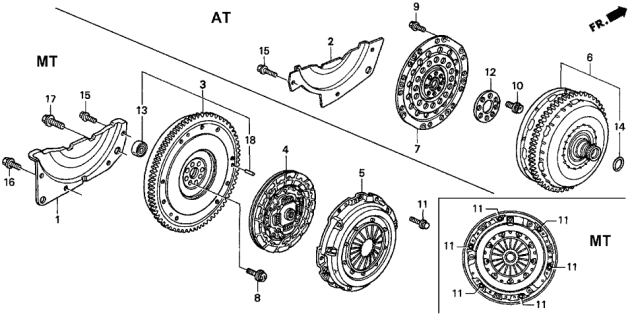 1999 Acura Integra 4 Door GS (LEATHER) KA 4AT Clutch - Torque Converter Diagram