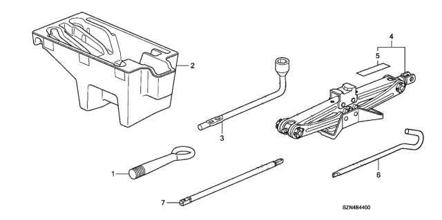 2010 Acura ZDX 5 Door TECH KA 6AT Tools - Jack Diagram