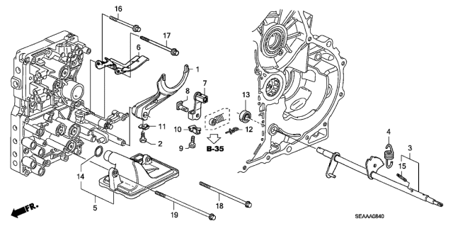 2008 Acura TSX 4 Door TSX (NAVIGATION) KA 5AT AT Shift Fork Diagram