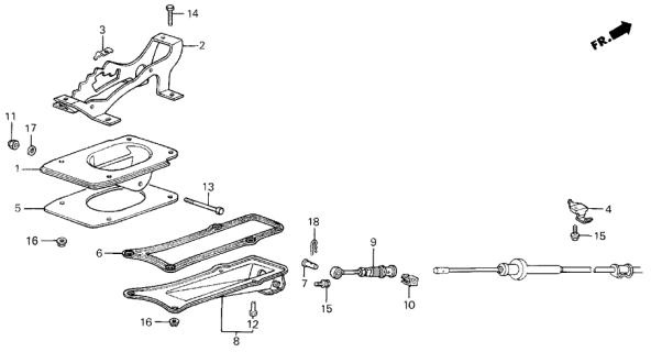 1989 Acura Integra 3 Door LS KA 4AT Select Lever Bracket Diagram