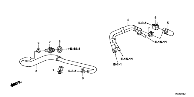 2015 Acura ILX 4 Door 24PREM (2.4) KA 6MT PCV Tube (2.4L) Diagram