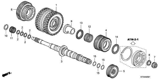 2011 Acura MDX 5 Door TECH KA 6AT AT Mainshaft - Clutch (3RD-6TH) Diagram