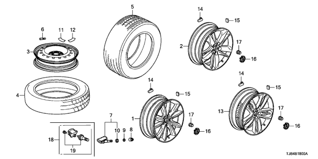 2020 Acura RDX Wheel Rim (19X8J) Diagram for 42700-TJB-A11