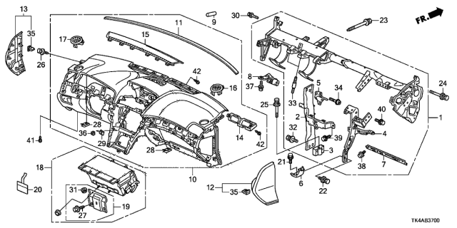 2013 Acura TL 4 Door TECH KA 6AT Instrument Panel Diagram