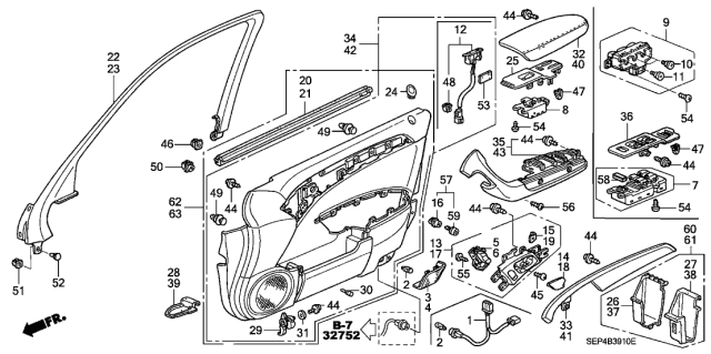 2004 Acura TL Front Door Lining Diagram