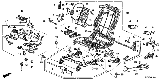 2012 Acura TSX Front Seat Components Diagram 1
