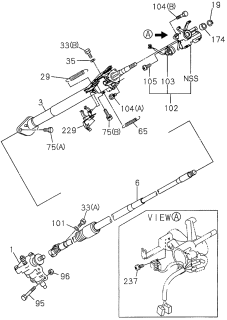1996 Acura SLX 4 Door 4LS (PREMIUM) KA 4AT Steering Column Diagram