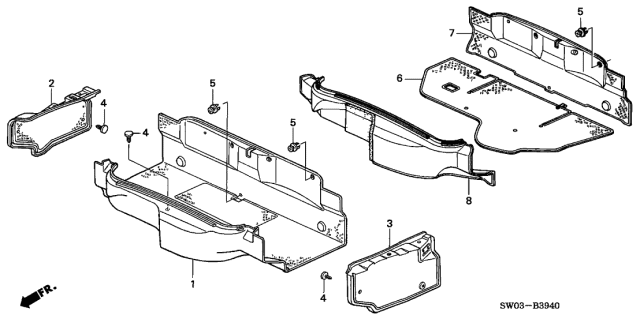 2001 Acura NSX Garnish, Driver Side Trunk Side (Gray Eleven) Diagram for 84651-SL0-A01ZA