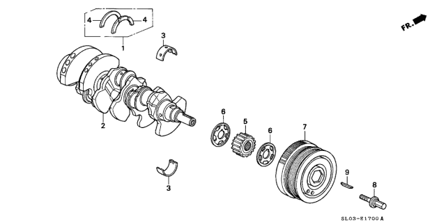 1999 Acura NSX Pulley, Crankshaft Diagram for 13811-PR7-A02